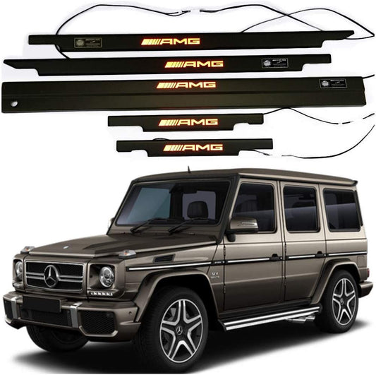 Mercedes-Benz W463 G-Class G Wagon AMG Style Matte Black Stainless Steel LED Door Sills Set 5 pcs