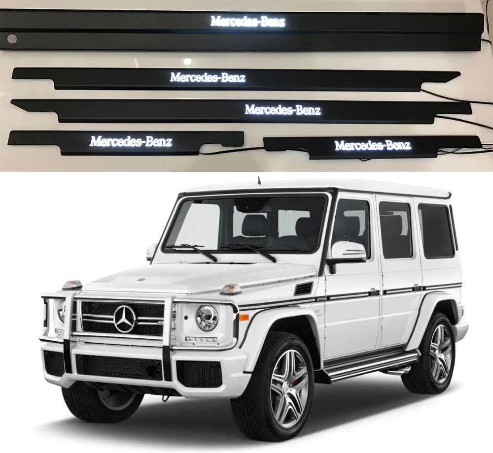 Mercedes-Benz W463 G-Class Matte Black Stainless Steel LED Door Sills Set 5 pcs