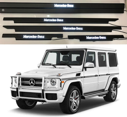 Mercedes-Benz W463 G-Class Matte Black Stainless Steel LED Door Sills Set 5 pcs