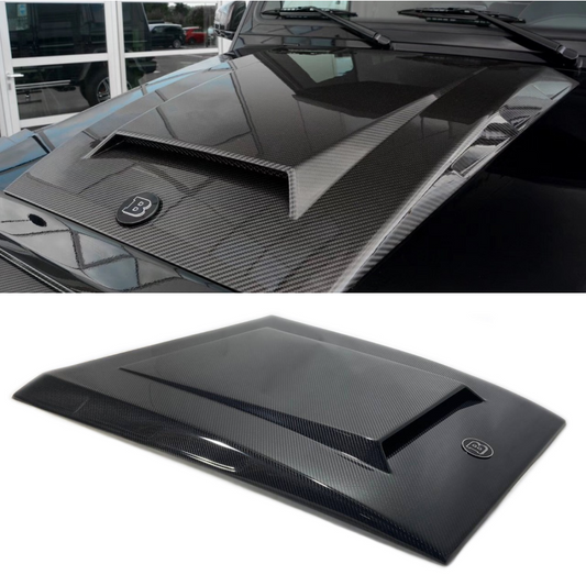 Mercedes-Benz W463 G-Wagon Carbon Fiber Hood Cover Bonnet Scoop + Badge