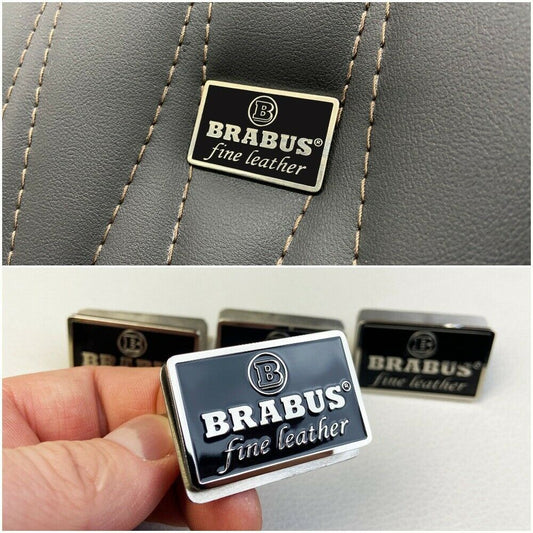 Mercedes Fine Leather Brabus Style Black Metal Seat Emblems Badges Logos Set