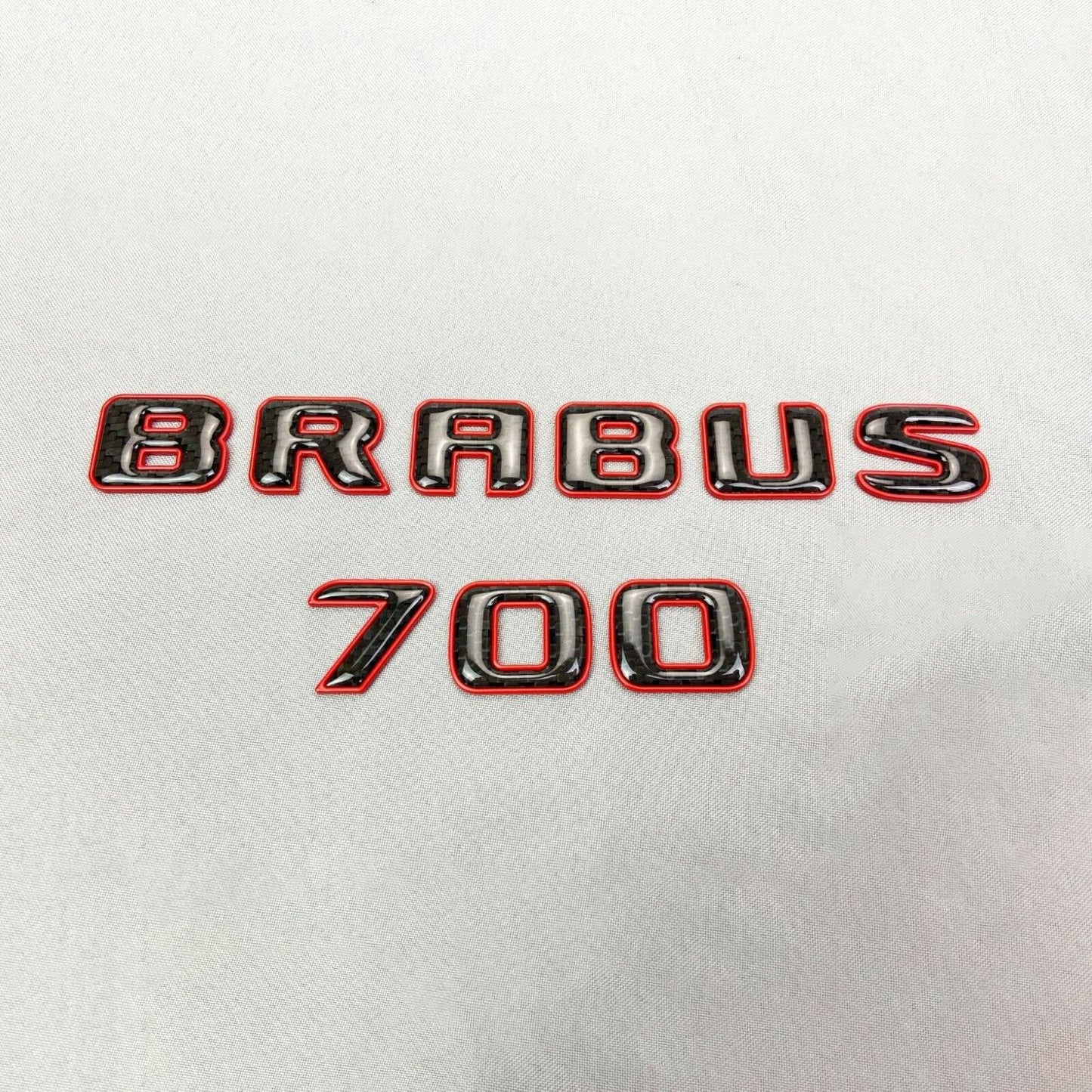 Mercedes S E C G GT Brabus 700 Style Black Red Carbon + Metal Emblem Badge Set