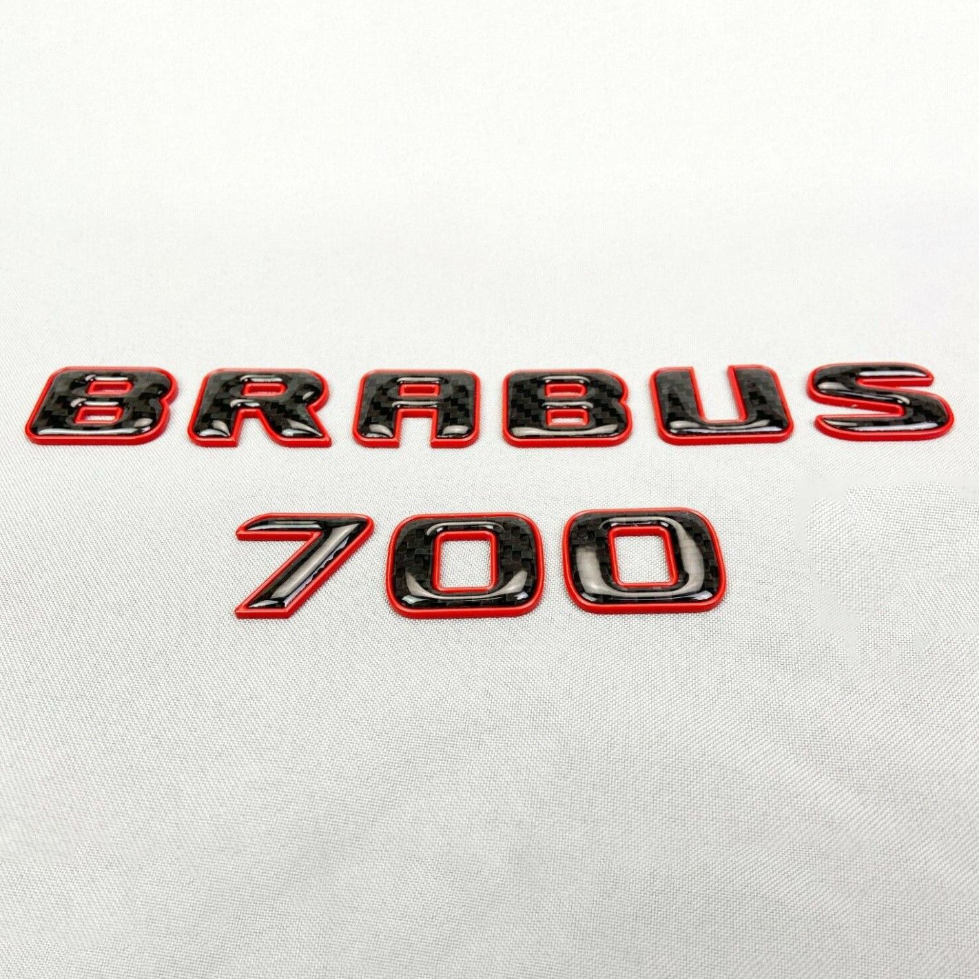 Mercedes S E C G GT Brabus 700 Style Black Red Carbon + Metal Emblem Badge Set