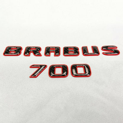 Mercedes S E C G GT Brabus 700 Style Black Red Carbon + Metal Emblem Badge Set