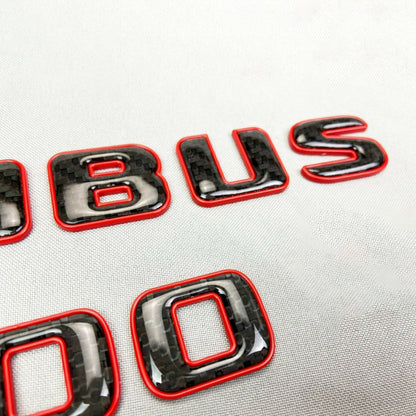 Mercedes S E C G GT Brabus 700 Style Black Red Carbon + Metal Emblem Badge Set