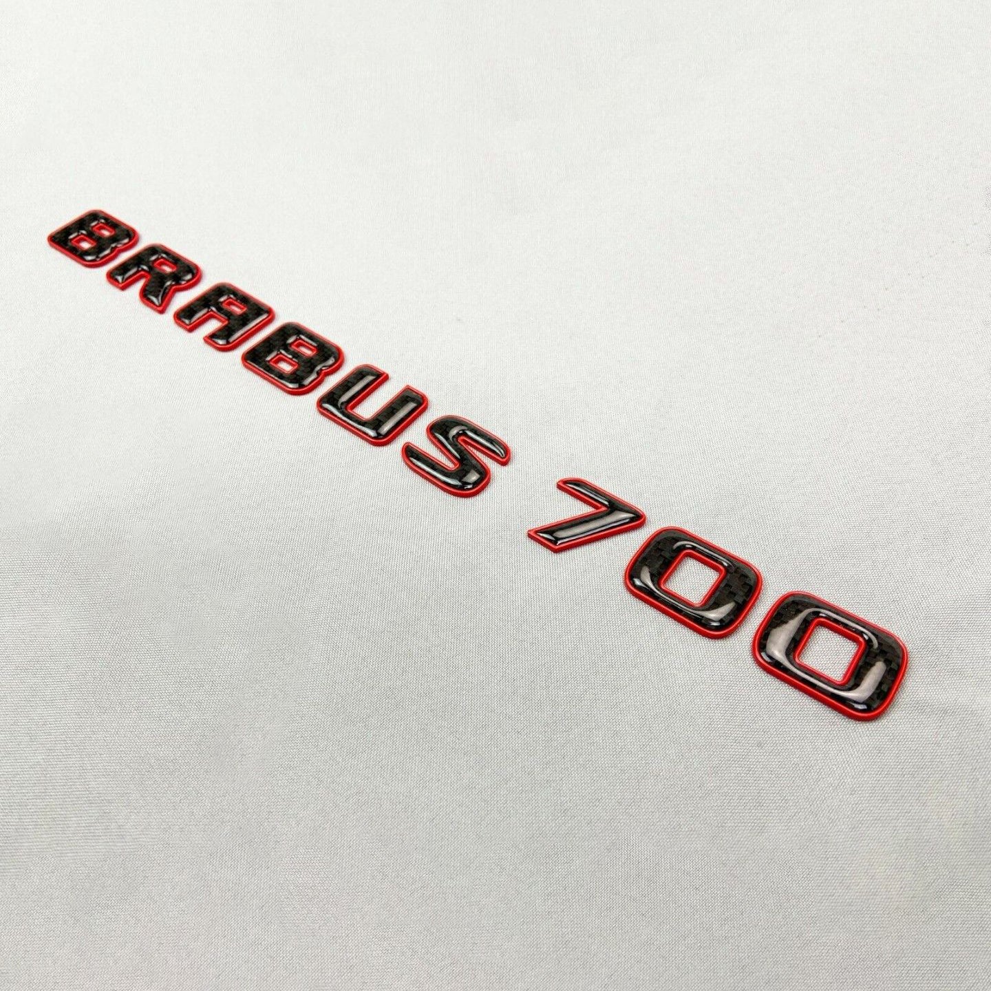 Mercedes S E C G GT Brabus 700 Style Black Red Carbon + Metal Emblem Badge Set