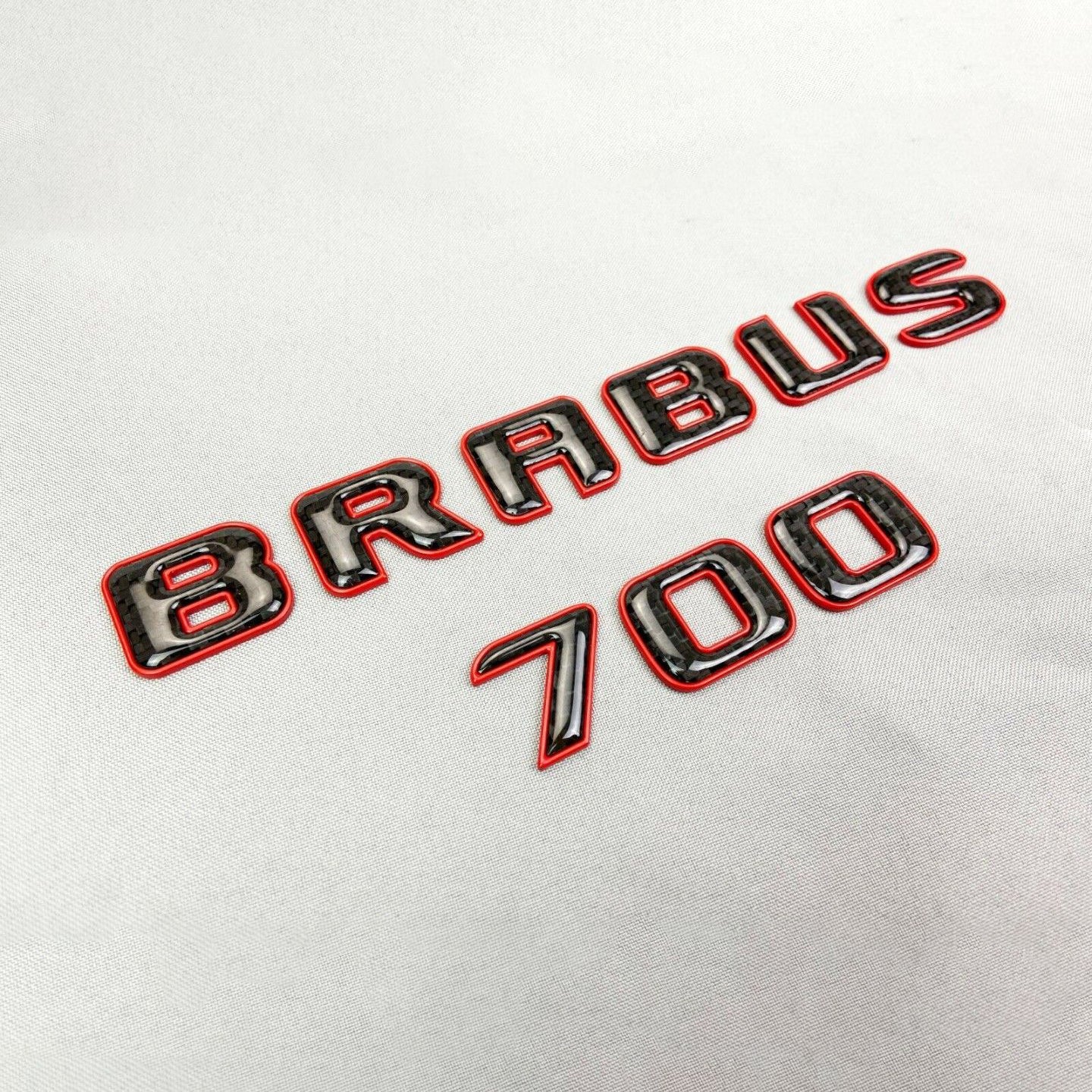 Mercedes S E C G GT Brabus 700 Style Black Red Carbon + Metal Emblem Badge Set
