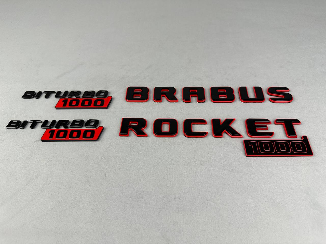 BRABUS Rocket 1000 “1 of 25” Rear and Fender Emblems Black with Red Badges Biturbo 1000 for Mercedes-Benz GT 2024