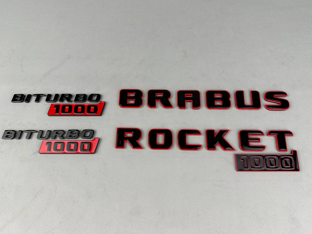 BRABUS Rocket 1000 “1 of 25” Rear and Fender Emblems Black with Red Badges Biturbo 1000 for Mercedes-Benz GT 2024