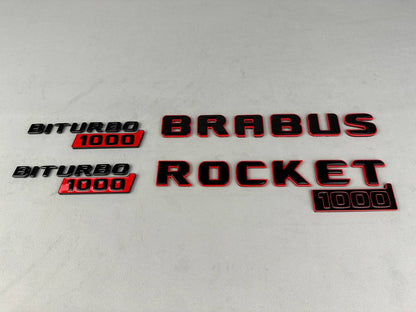 BRABUS Rocket 1000 “1 of 25” Rear and Fender Emblems Black with Red Badges Biturbo 1000 for Mercedes-Benz GT 2024