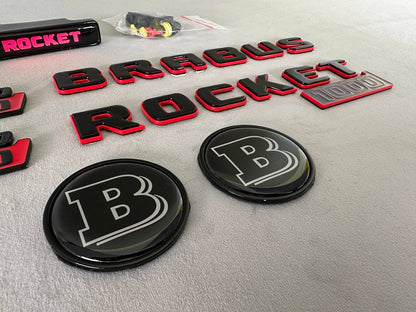 BRABUS Rocket 1000 “1 of 25” Badges Set Black with Red Emblems for Mercedes-Benz GT 2024