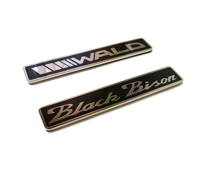 WALD Black Bison style Emblems Metal Logo Sticker Badges Set of 2 pcs