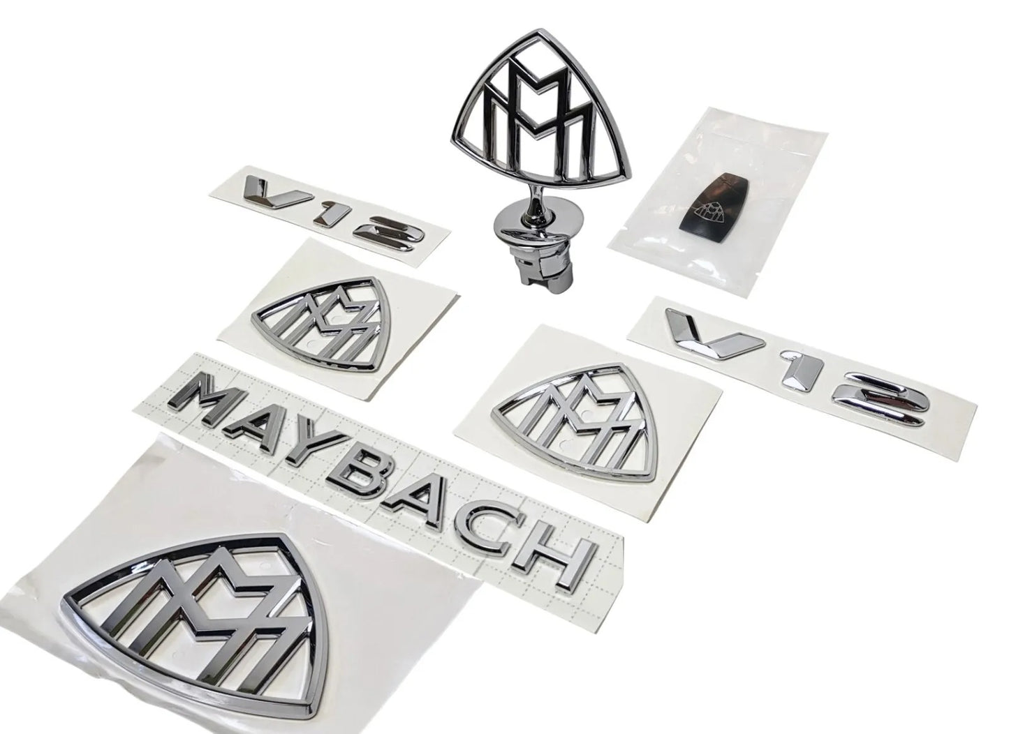 Maybach style 8 pcs Set of Emblems with Hood Ornament fits S-Class Mercedes W222