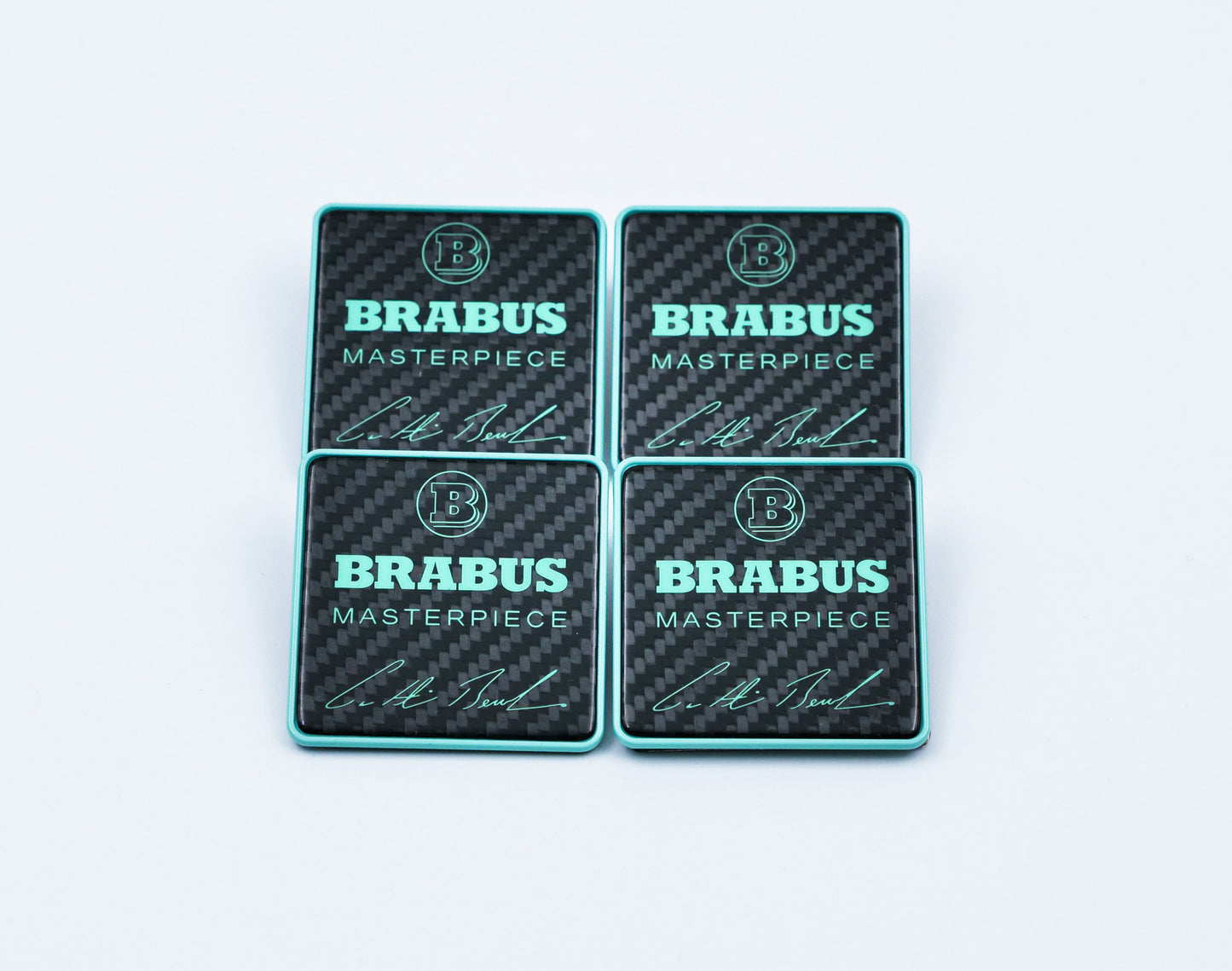 Brabus Carbon Tiffany Blue Masterpiece Floor Mat Metal Emblems for W463A G-Class