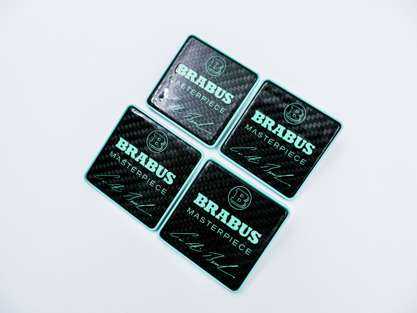 Brabus Carbon Tiffany Blue Masterpiece Floor Mat Metal Emblems for W463A G-Class