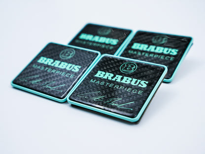 Brabus Carbon Tiffany Blue Masterpiece Floor Mat Metal Emblems for W463A G-Class