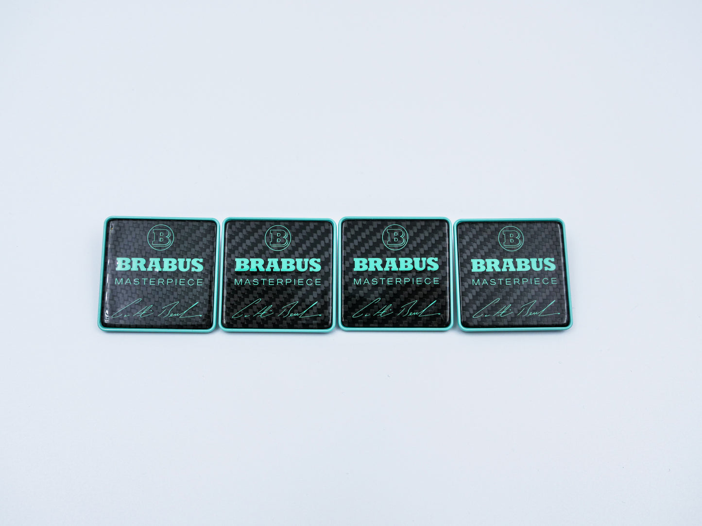 Brabus Carbon Tiffany Blue Masterpiece Floor Mat Metal Emblems for W463A G-Class