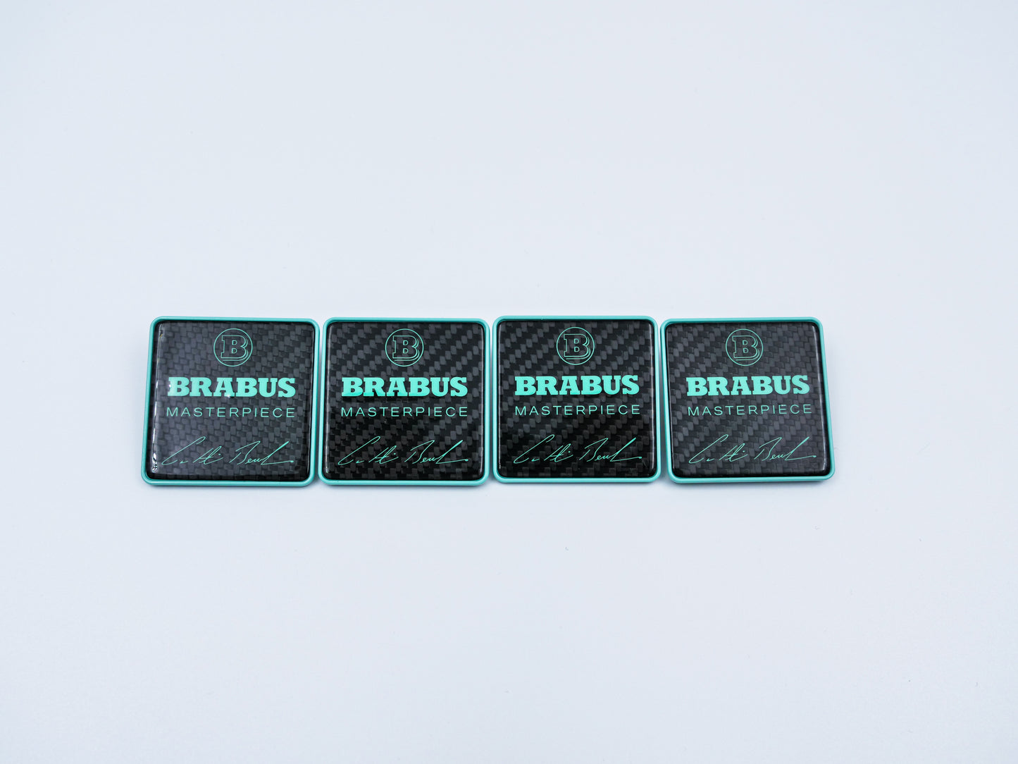 Brabus Carbon Tiffany Blue Masterpiece Floor Mat Metal Emblems for W463A G-Class