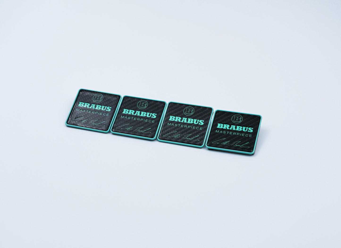 Brabus Carbon Tiffany Blue Masterpiece Floor Mat Metal Emblems for W463A G-Class