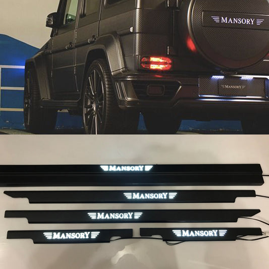 Mercedes-Benz W463 G-Class G Wagon Mansory Style Matte Black Stainless Steel LED Door Sills Set 5 pcs